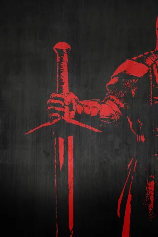 fantasy, knight, sword, red