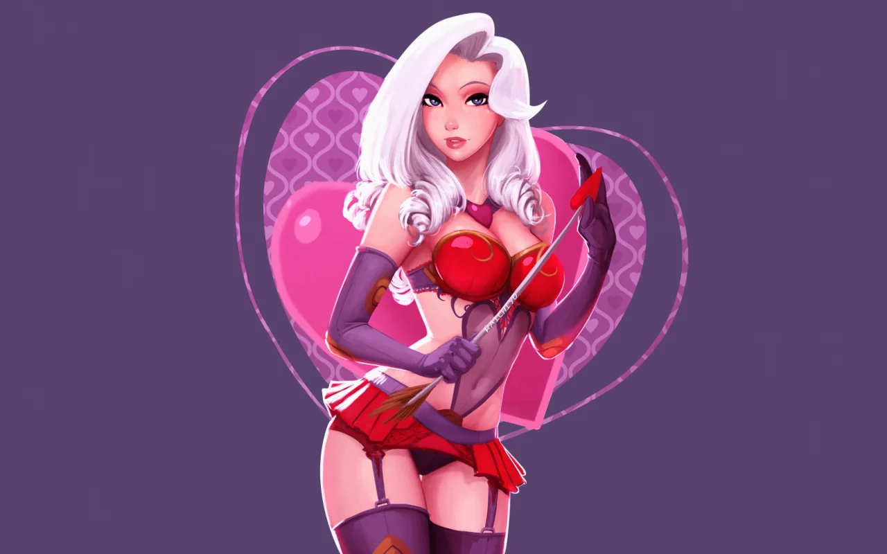 ashe, garter belt, big boobs, simple background, thigh, highs