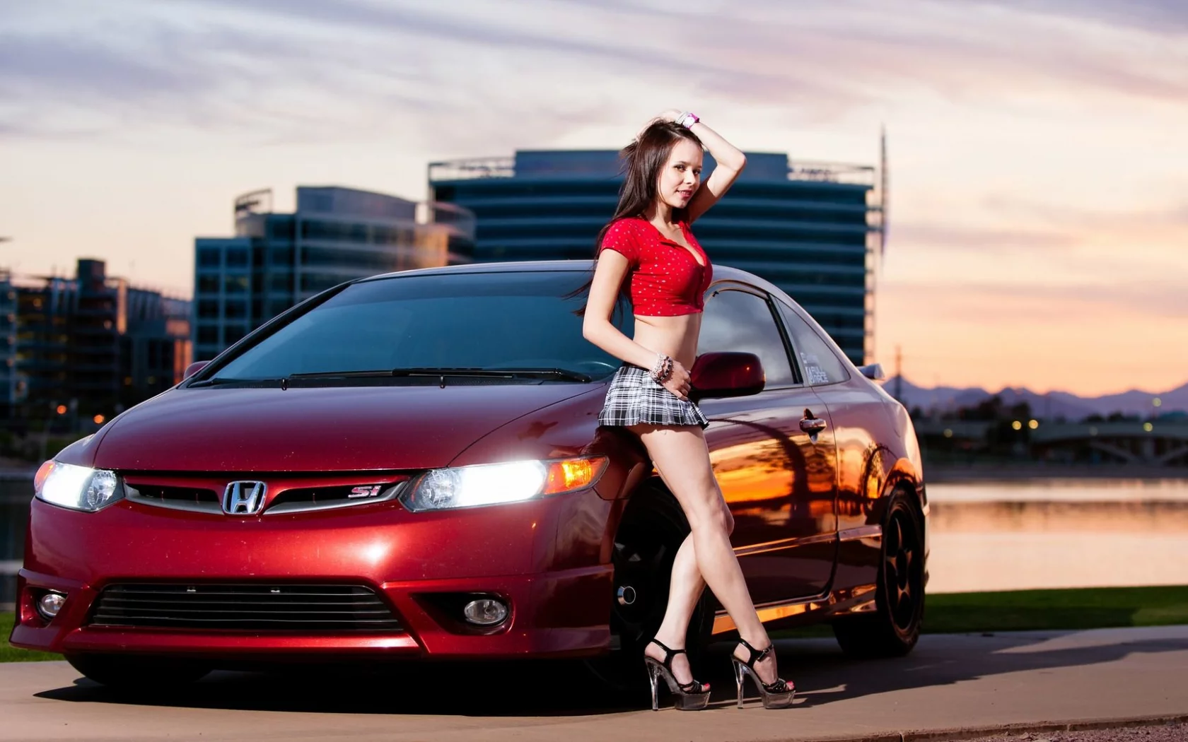 girl, beautiful, model, sexy, skirt, legs, auto